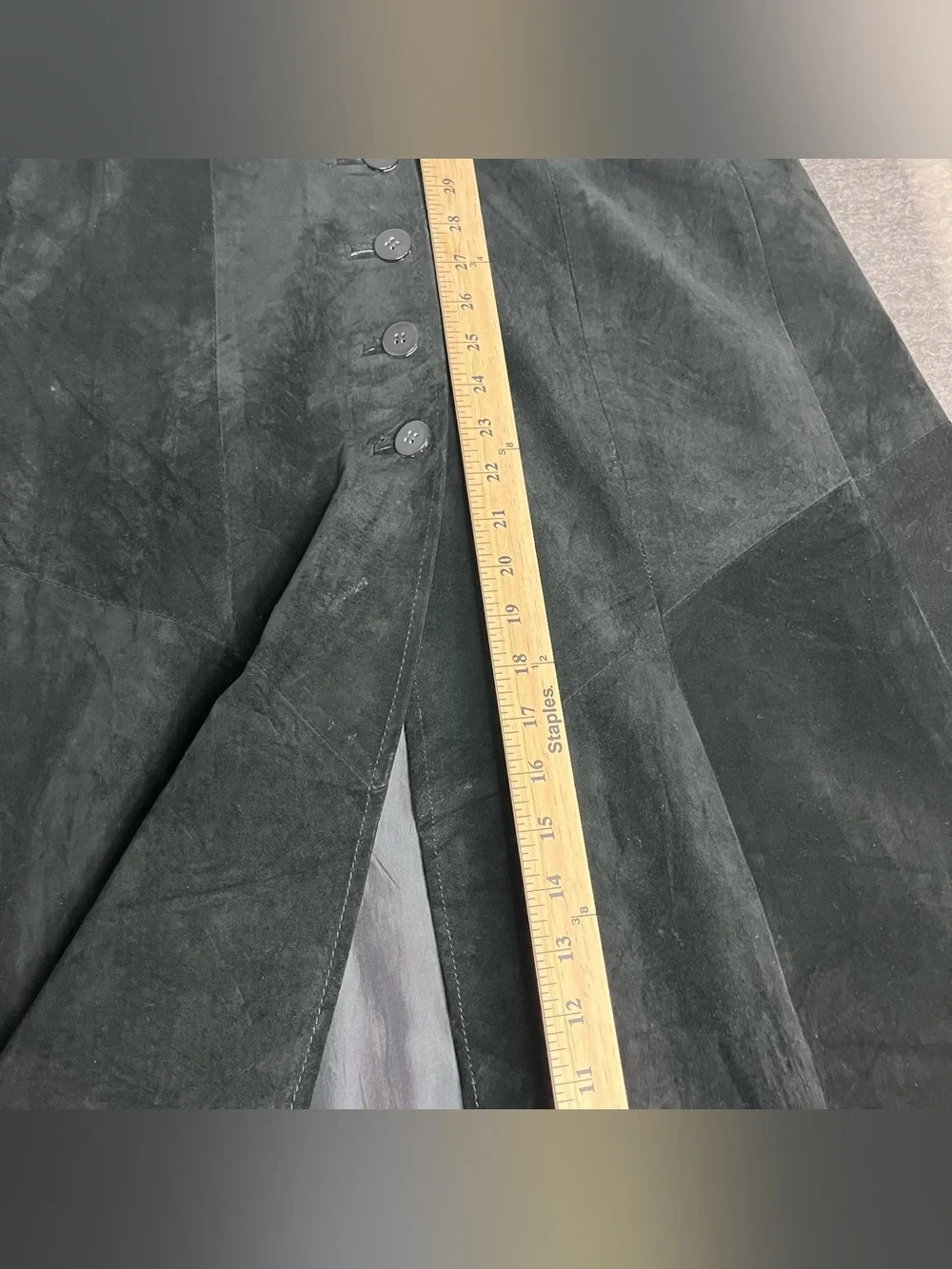 Vintage Black Suede 100% Genuine Leather Maxi Skirt Vintage Size 14 Long Western
